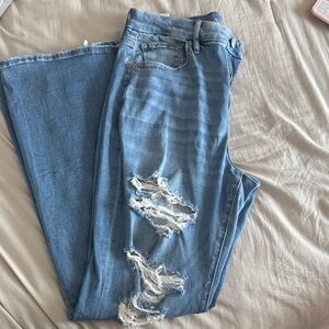 American Eagle Outfitters Light Blue Distressed Flare Jeans